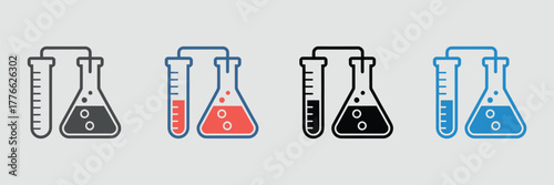 Flask free multiple icons laboratory glassware chemical science equipment research experiment symbols for education apps website UX design