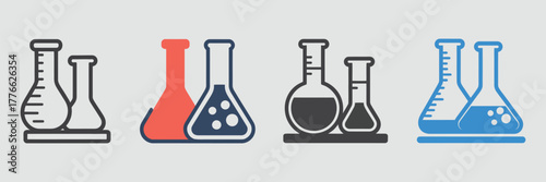 Flask free multiple icons laboratory glassware chemical science equipment research experiment symbols for education apps website UX design