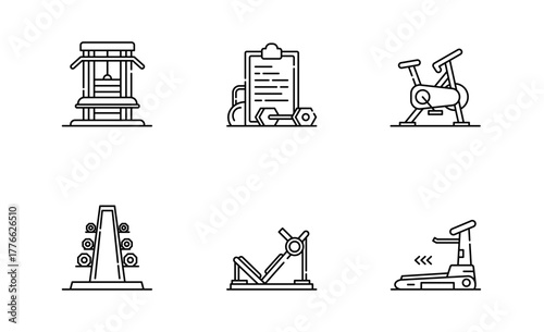 Gym icon, Fitness. Training thin line and pixel Symbol Outline icon Editable Stroke