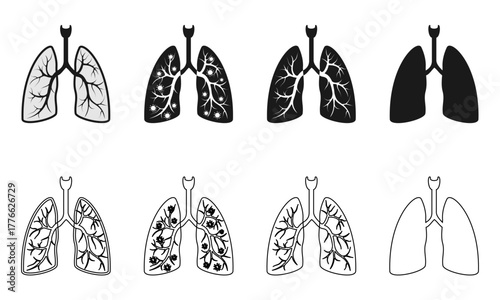 lungs icon set vector illustration isolated on white background.