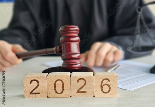 Court session leading to a significant ruling in 2026 with a gavel