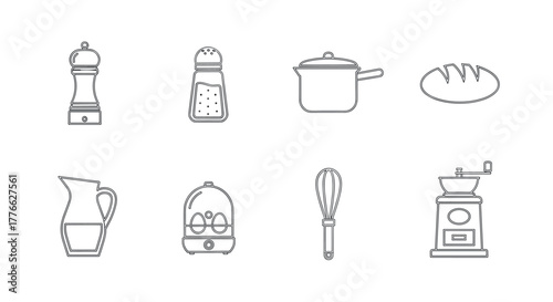 Minimalist line art kitchen utensils collection