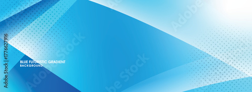 Bold Blue Geometric Background with Halftone Dots and Overlapping Shapes abstract