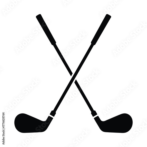 Golf sticks silhouette on clean white background for sports design