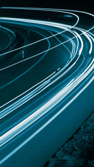 Papier peint photo Autoroute de nuit Phares bleus en pose longue nocturne  © Krzysztof Bubel