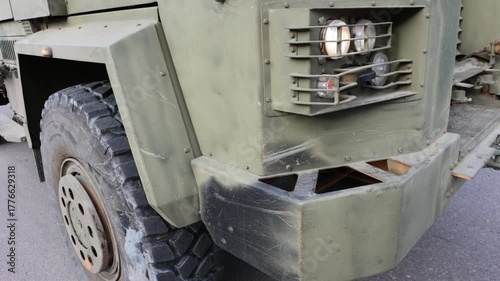 Rugged armored military vehicle. Concept for resilience, strength, and modern defense