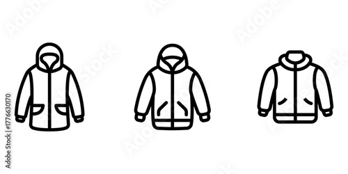 winter-jacket outline or line icon design bundle.