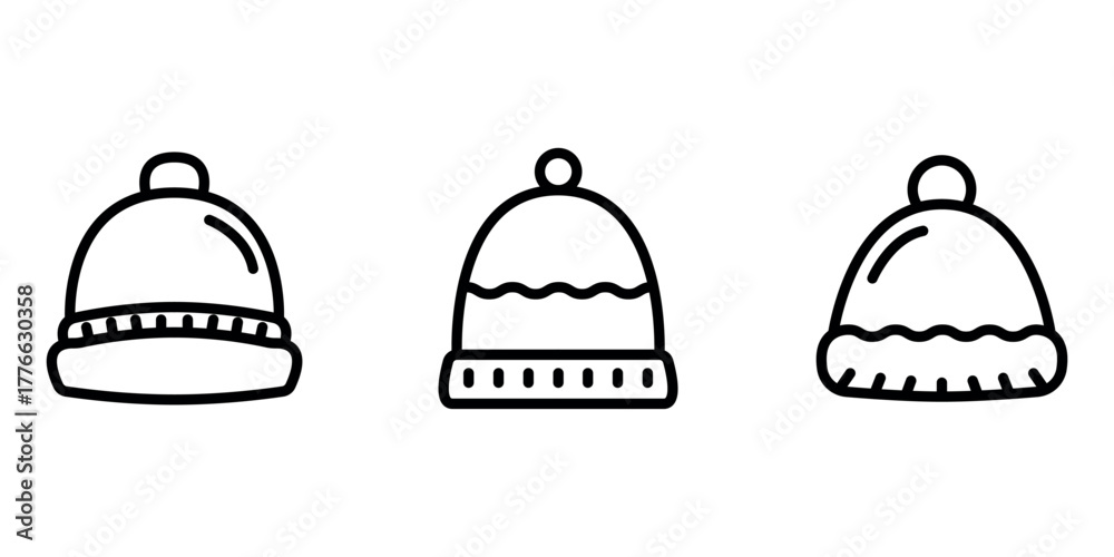 Fototapeta premium woolen-hat outline or line icon design bundle.