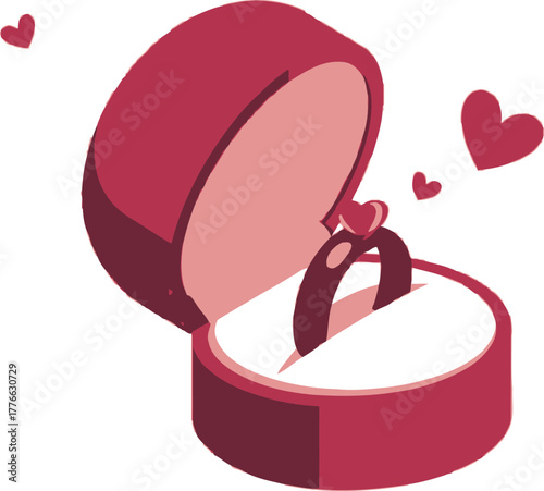 Elegant Open Ring Box Heart Shaped Small Vector Illustration