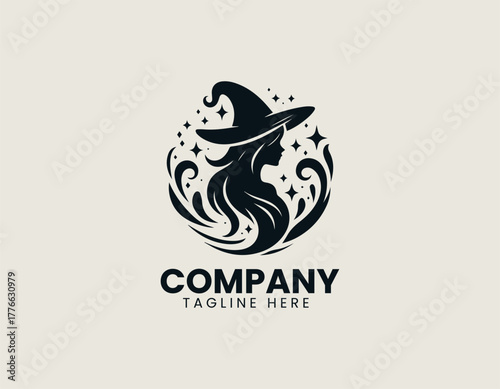 Nature Witch black vector logo illustration