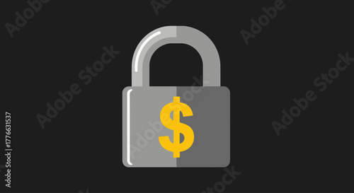 Illustration of a padlock with a dollar sign on a dark background.