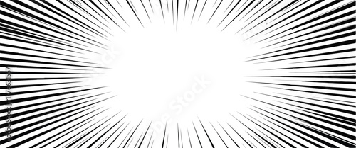 Black Manga Style Speed Lines Radiating From a Central White Area on a White Background comic explosion