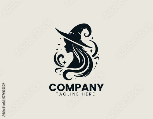 Nature Witch black vector logo illustration