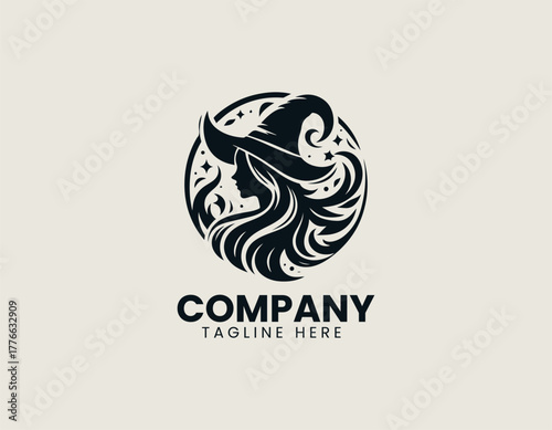 Nature Witch black vector logo illustration