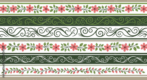 Floral border flower pattern decorative ornament design element art