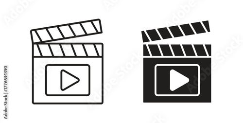 Film clapperboard icon line. eps 10 vector illustration