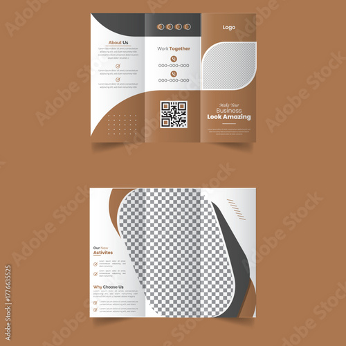 company profile brochure template layout design, double-sided, bi-fold, tri-fold, 6 pages corporate brochure design template, Minimal Business Brochure template design