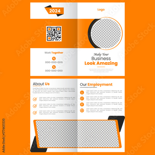 company profile brochure template layout design, double-sided, bi-fold, tri-fold, 6 pages corporate brochure design template, Minimal Business Brochure template design
