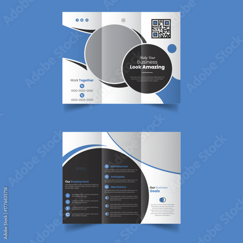company profile brochure template layout design, double-sided, bi-fold, tri-fold, 6 pages corporate brochure design template, Minimal Business Brochure template design