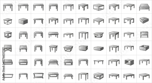 Collection of various table designs and styles.