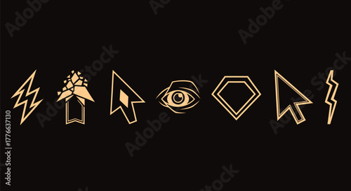 Vector icons cursor diamond eye bolt design graphic illustration