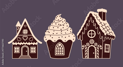 Gingerbread house cupcake christmas holiday sweet treat dessert art