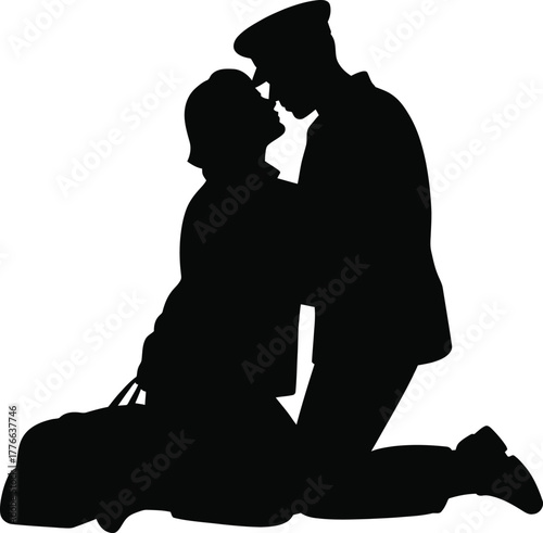 Couple embracing silhouette embrace love