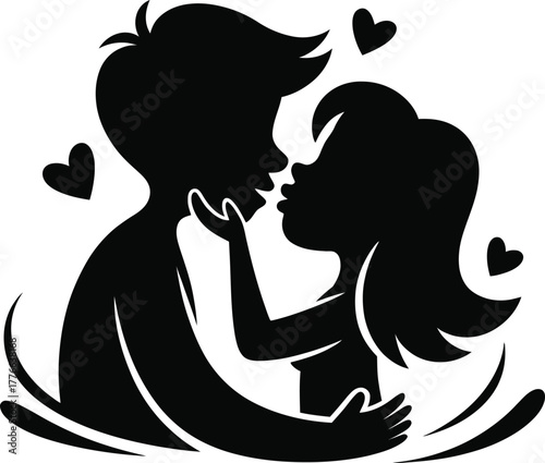 Couple embracing hearts embrace kiss