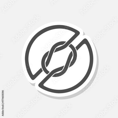 Rope knot circle icon sticker isolated on gray background