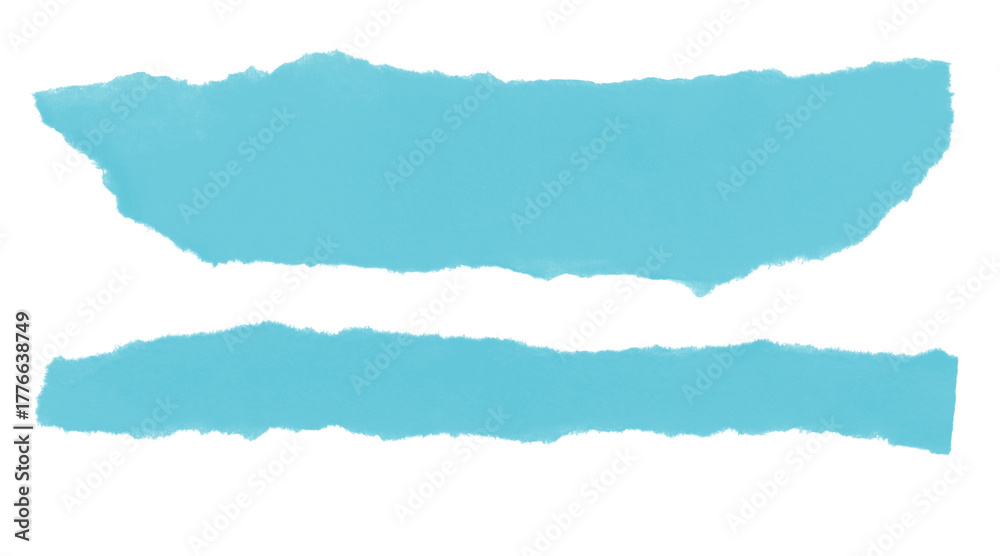Fototapeta premium Ripped blue paper strips with torn edges, abstract design element