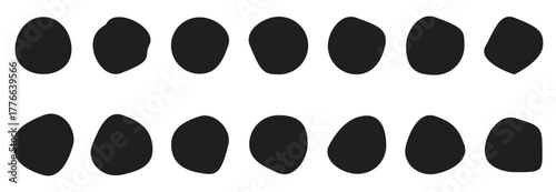 Abstract organic blob shape set. Random blob circles, liquid organic amoeba, different drops in modern style. 