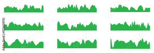 Curved border design and cover set. Abstract divider for banner footer, website separator for flyer, ribbon pattern bottom for page frame. Wave shape certificate vector header and footer.