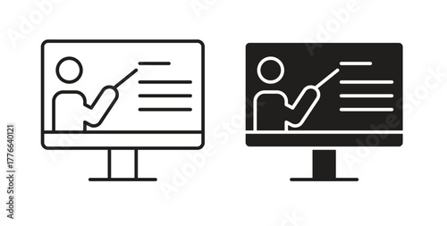 Online course icon line. eps 10 vector illustration