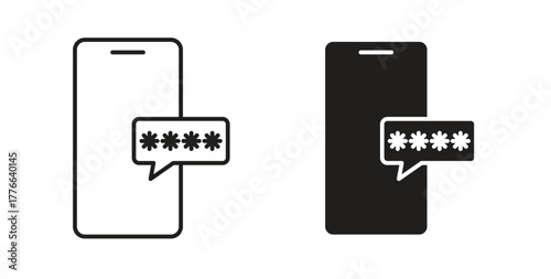 Otp sms password icon line. eps 10 vector illustration