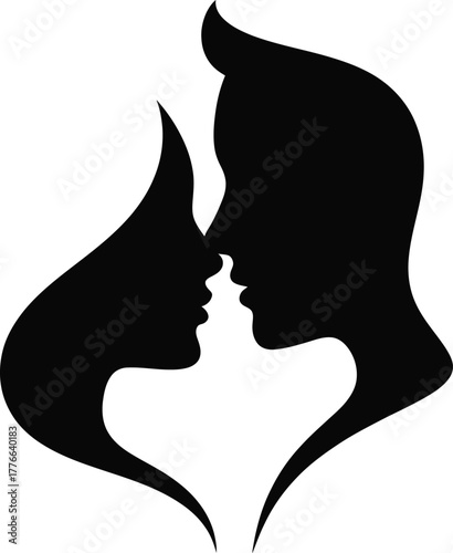 Couple kissing silhouette love romance