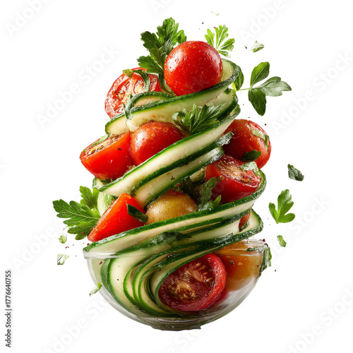 Salad tornado spiral with tomatoes and cucumbers
