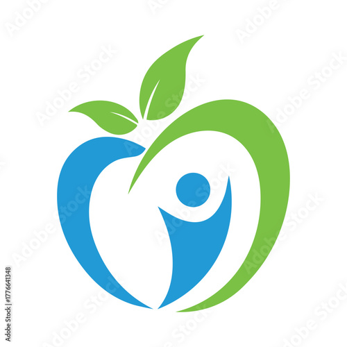 Healthy person Life Apple Leaf outline colorful vector Icon