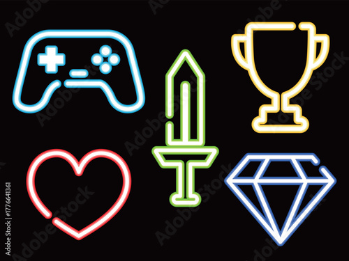 ネオン風ゲームアイコンセット