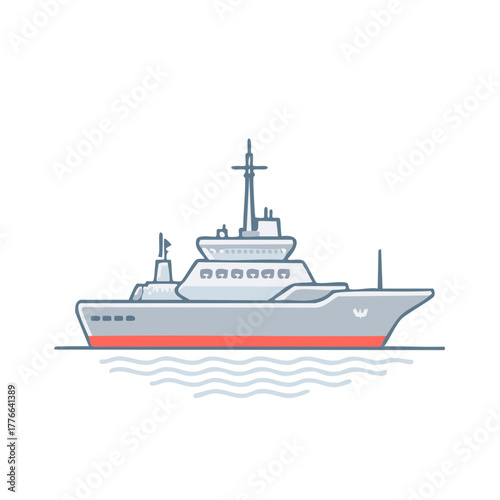 Stylized illustration of a modern yacht on gentle waves