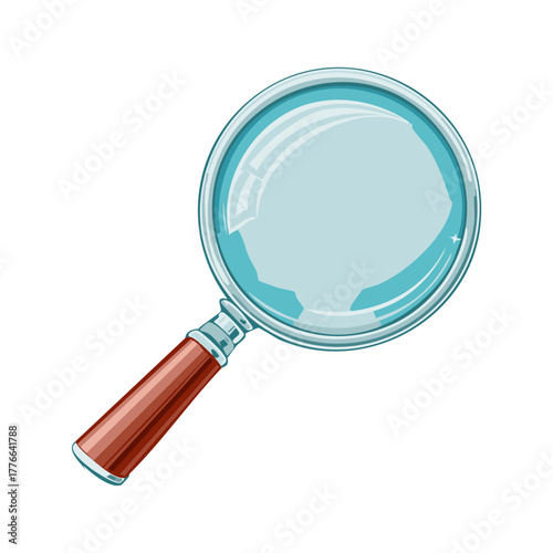 Illustration of a Magnifying Glass with a Wooden Handle for Detail Examination