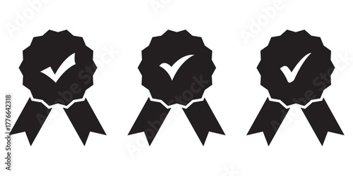 Accreditation icon. Set the company's product quality certificate is compliant the check mark symbol represents the standard quality control. approval icon. certified badge icon.