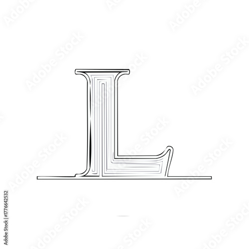 Outline of the letter L. Decorative uppercase font style.