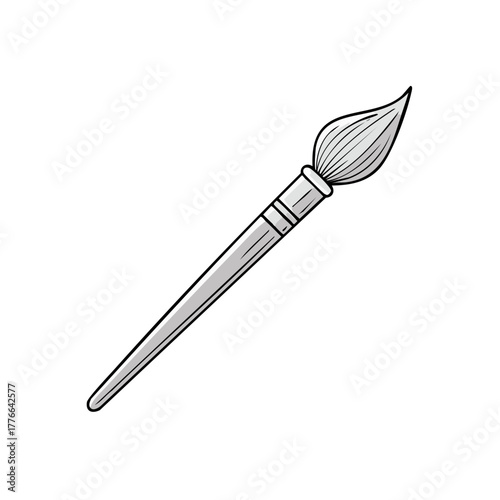Illustration of a Gray Paint Brush for Painting and Art Projects