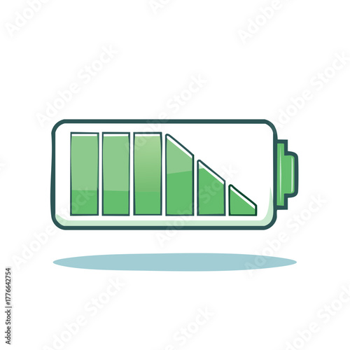 Green Battery Status Display Showing a Decreasing Charge Level Indicator Graphic