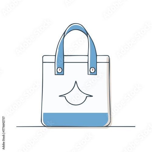 Stylized Tote Bag Illustration with Hand Drawn Details and Decorative Graphic Print on White Background, Promoting Sustainability