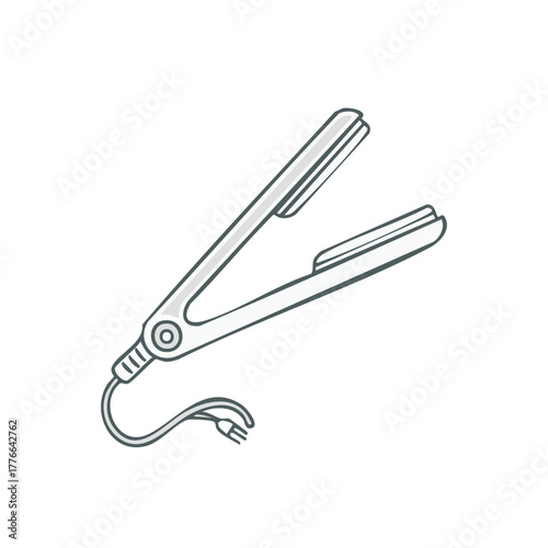 Minimalist Hair Straightener Flat Iron Vector Line Art Illustration for Beauty Styling