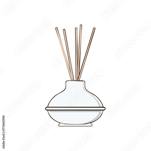 Simple illustration of a reed diffuser with fragrance sticks for home aroma and wellness