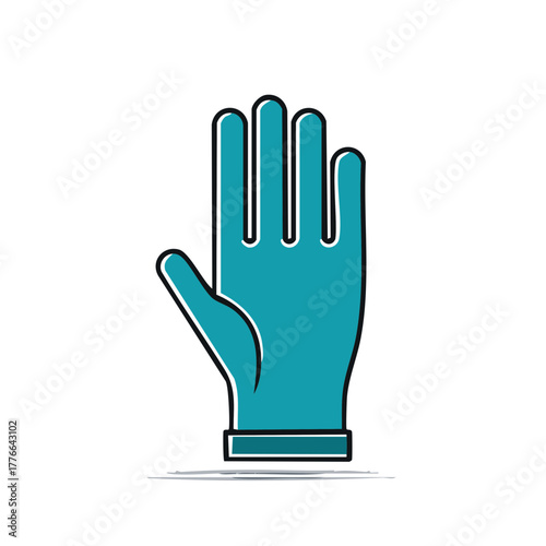 Teal Hand Illustration Open Palm Graphic Gesture Icon Element Fingers Isolated