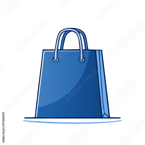 Blue shopping bag icon illustration for retail and e-commerce concepts