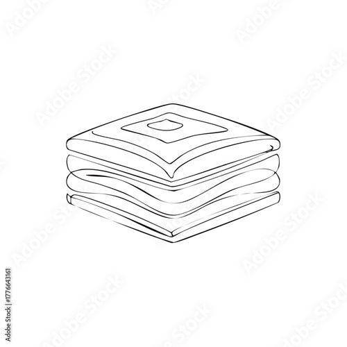 Hand Drawn Sketch of Baklava a Sweet Pastry Dessert with Nuts and Syrup Outline Vector Illustration